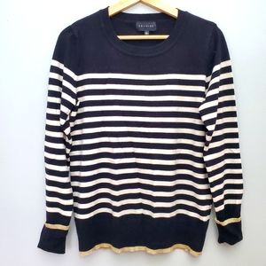 PREMISE Black and White Stripped Knit Sweater sz Medium